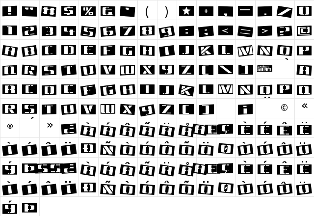 Tinsnips Regular Character Map