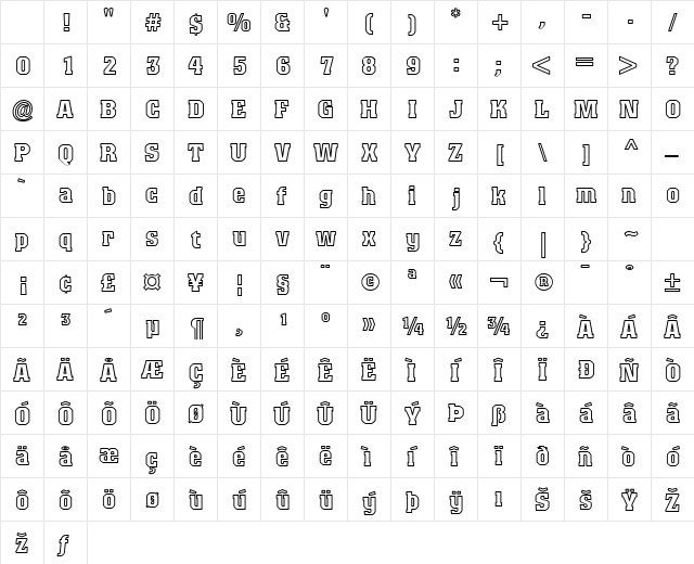 Titanic Outline Character Map