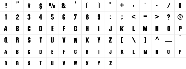 Deusex Regular Character Map