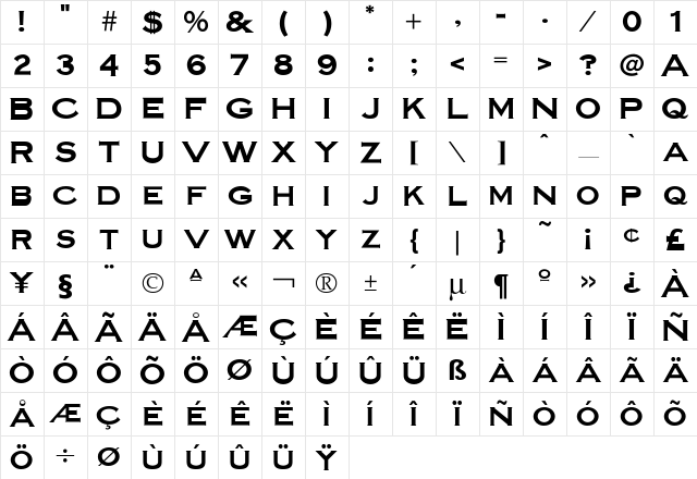 Beaconsfield Regular Character Map