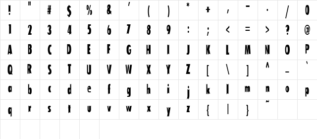 Tofu Cond Character Map
