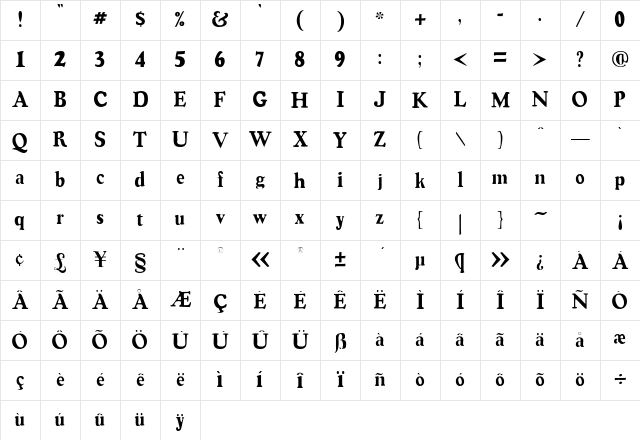 BeaconSSK Regular Character Map