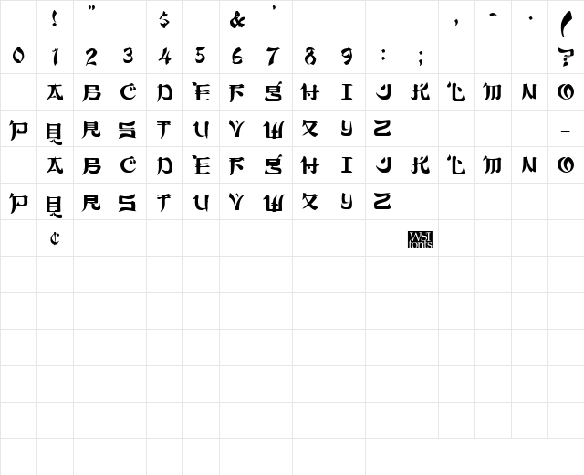 TokyoCaps Regular Character Map
