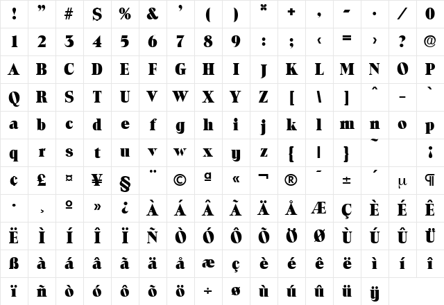 Toledo-Serial-Heavy Regular Character Map