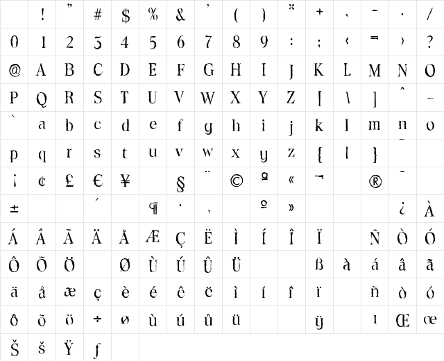 ToledoAntique Regular Character Map ToledoAntique Regular Character Map