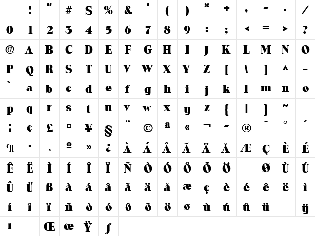 ToledoLH Bold Character Map ToledoLH Bold Character Map