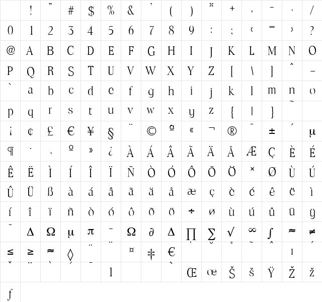 ToledoSerial-Light Regular Character Map ToledoSerial-Light Regular Character Map