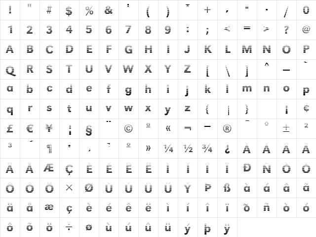 TomBeckerGradient-Medium Normal Character Map