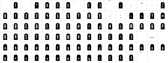 Tombstone Regular Character Map Tombstone Regular Character Map