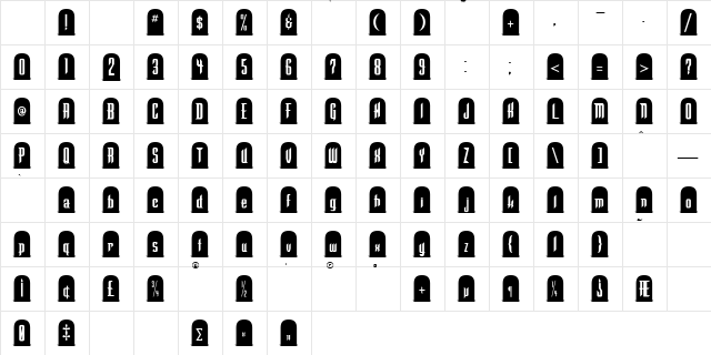 Tombstone Regular Character Map Tombstone Regular Character Map