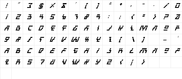 Beam Rider Bold Italic Laser Bold Italic Laser Character Map