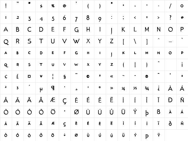 Tonic BoldSC Character Map