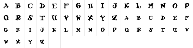 TooCoolSCapsSSK Bold Character Map