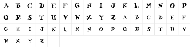 TooCoolSCapsSSK Regular Character Map