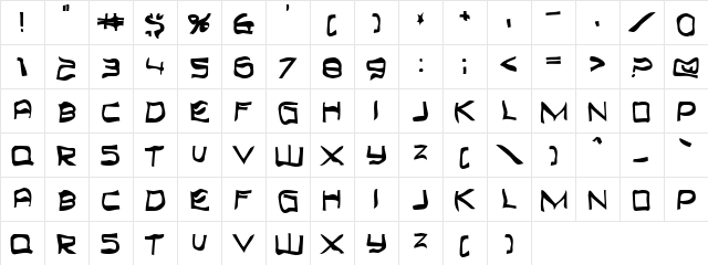 Top Bond Regular Character Map