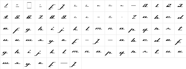 Top Speed Regular Character Map