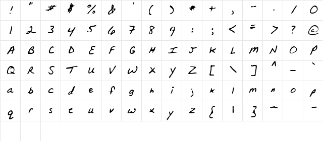 Topper Regular Character Map Topper Regular Character Map