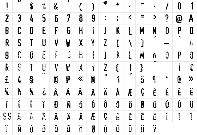 TopSecret Regular Character Map