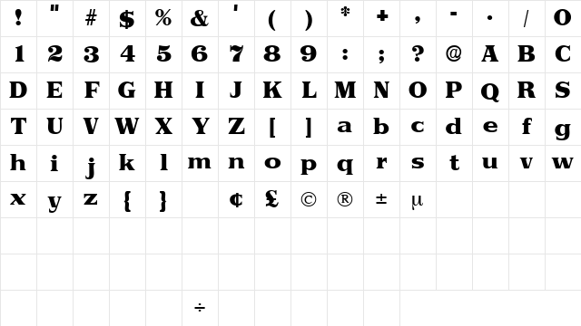 ToriiDisplaySSK Regular Character Map ToriiDisplaySSK Regular Character Map