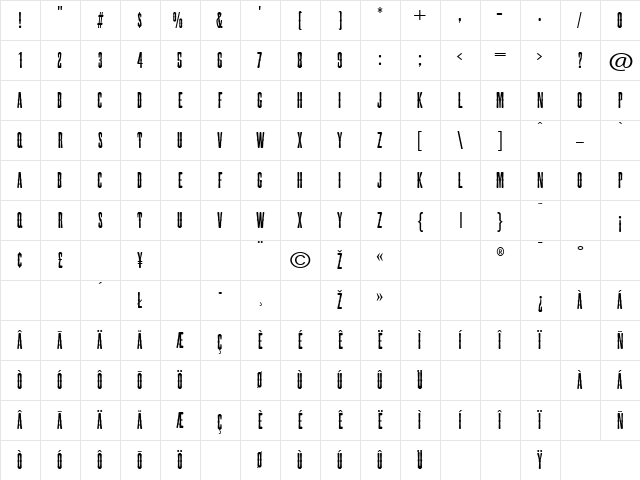 Torpedo Regular Character Map