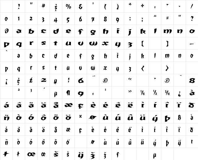 TotallyGothicWideCaps Regular Character Map TotallyGothicWideCaps Regular Character Map