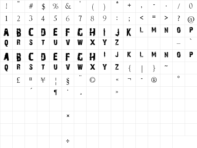A Trip To Hell And Back Regular Character Map