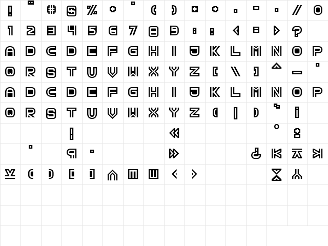 TPF Creol Regular Character Map TPF Creol Regular Character Map