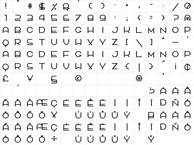 TPF Quackery Regular Character Map