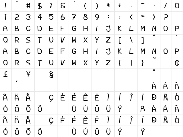 TPF Rubber Ducky Regular Character Map