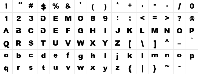 Accasia_Demo Regular Character Map