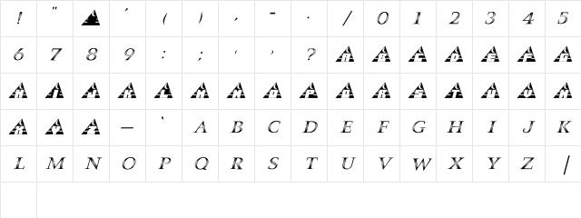 TPLincolnItal Regular Character Map