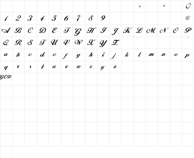 TQF_ AllisonScript Regular Character Map