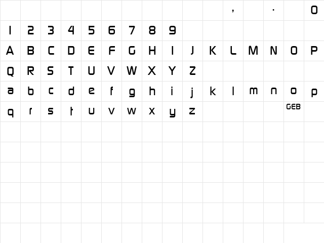 TQF_PCMedium Regular Character Map