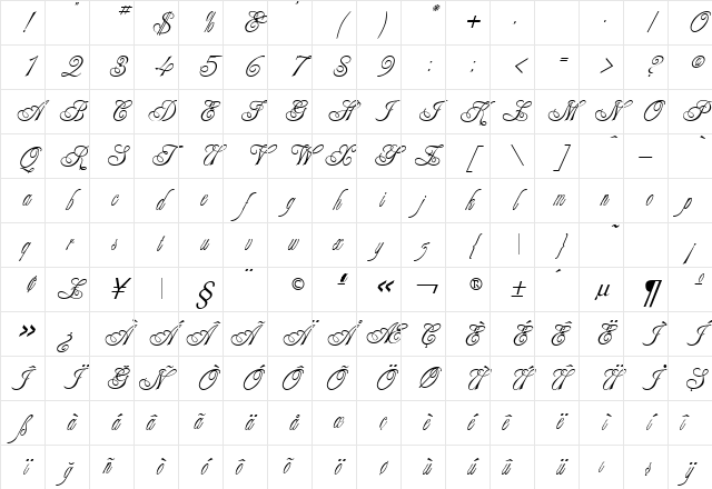 TR Alexei Copperplate Regular Character Map TR Alexei Copperplate Regular Character Map