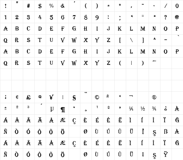 TR Algiers Regular Character Map