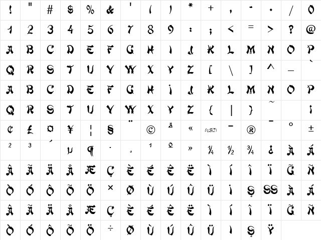 TR ChowMein Regular Character Map