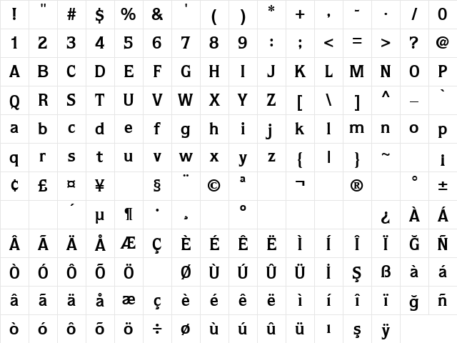 TR Doors Bold Character Map