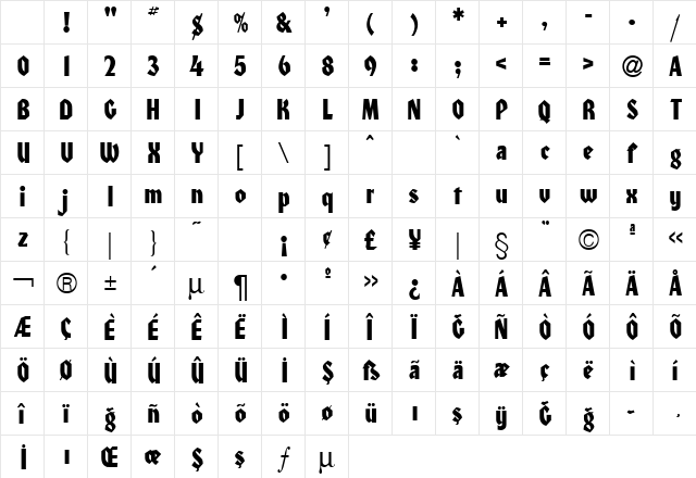 TR Honda ITCNormal Character Map TR Honda ITCNormal Character Map