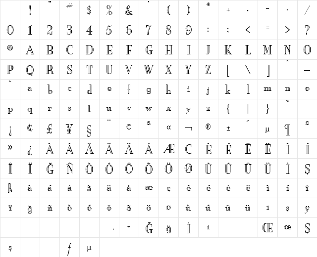 TR MonaLisa Recut ITCNormal Character Map TR MonaLisa Recut ITCNormal Character Map