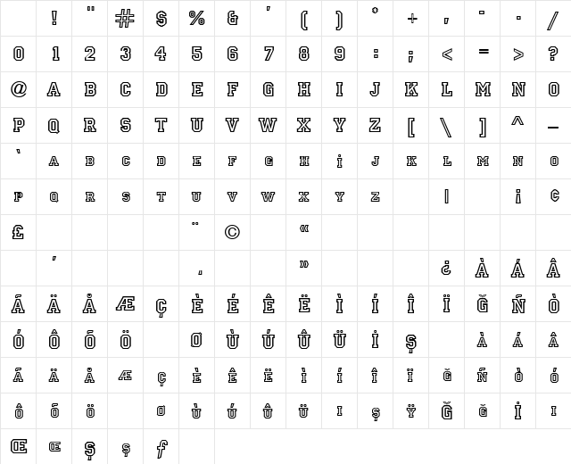 TR Princetown ITCNormal Character Map TR Princetown ITCNormal Character Map