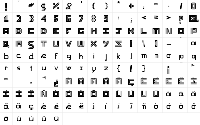 Trackmania Regular Character Map