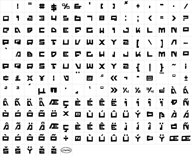 Trajia Trash Character Map