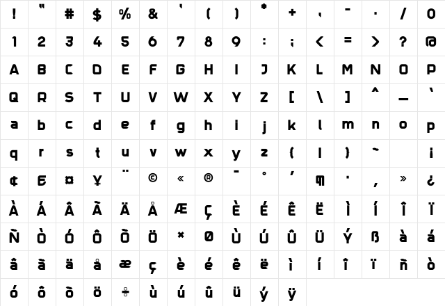 Trak Black Character Map