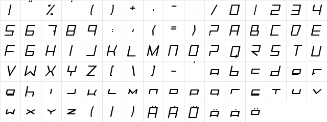Trancemission BoldItalic Character Map