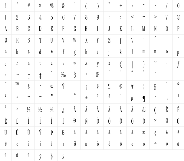 Beatnik Regular Character Map