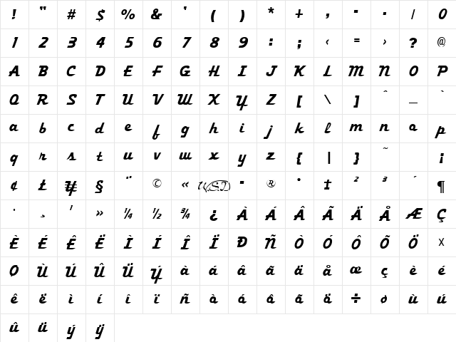 Trekker-2 Regular Character Map