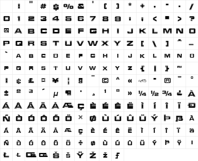 Trekker-3 normal Character Map Trekker-3 normal Character Map
