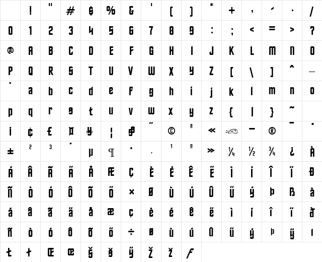 TrekkerFrontier Regular Character Map TrekkerFrontier Regular Character Map