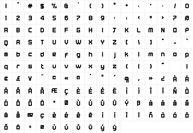 Tremble Bold Character Map Tremble Bold Character Map