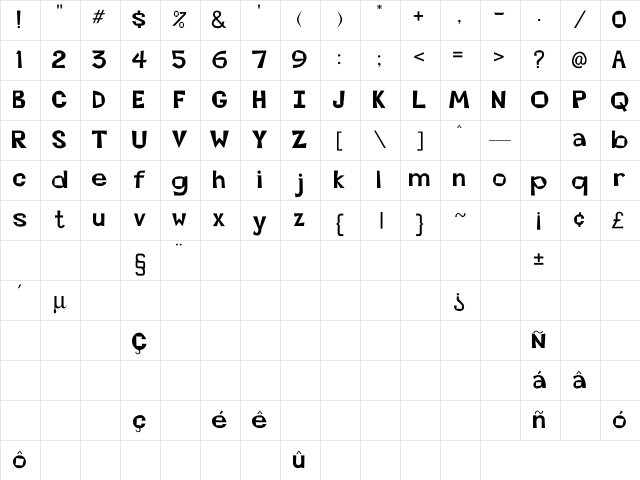 Beatsville Regu Regular Character Map